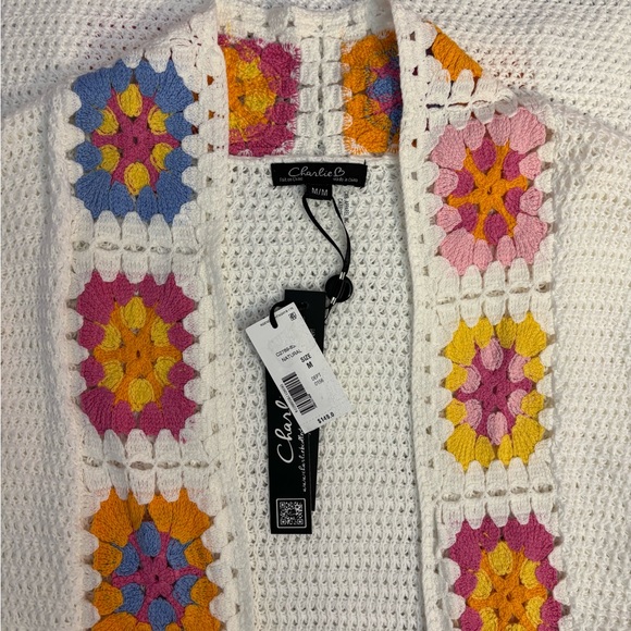 Charlie B Knit Crochet Cardigan Sz Medium NWT | Charlie B Cotton Cardigan Sz M - - Picture 4 of 12
